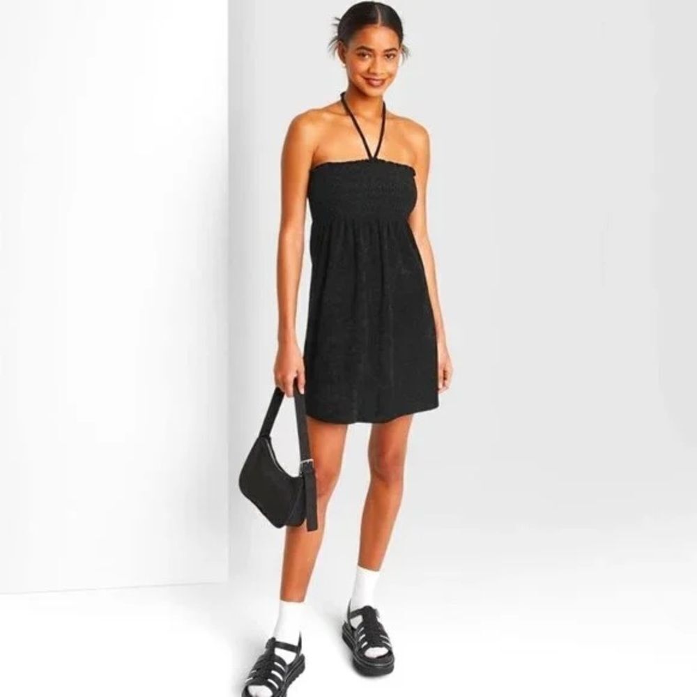 3for$20 NWT wild fable Sleeveless Smocked Terry Dress Black medium